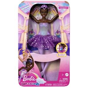 Barbie Dreamtopia Twinkle Lights Ballerina Doll African American Mattel HLC26